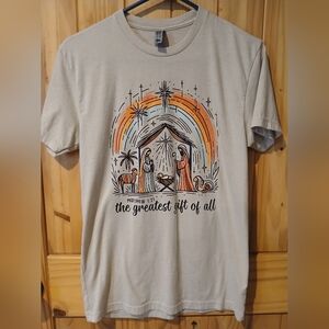 Next Level Apparel Cream Short Sleeve Tee With Nativity Size S